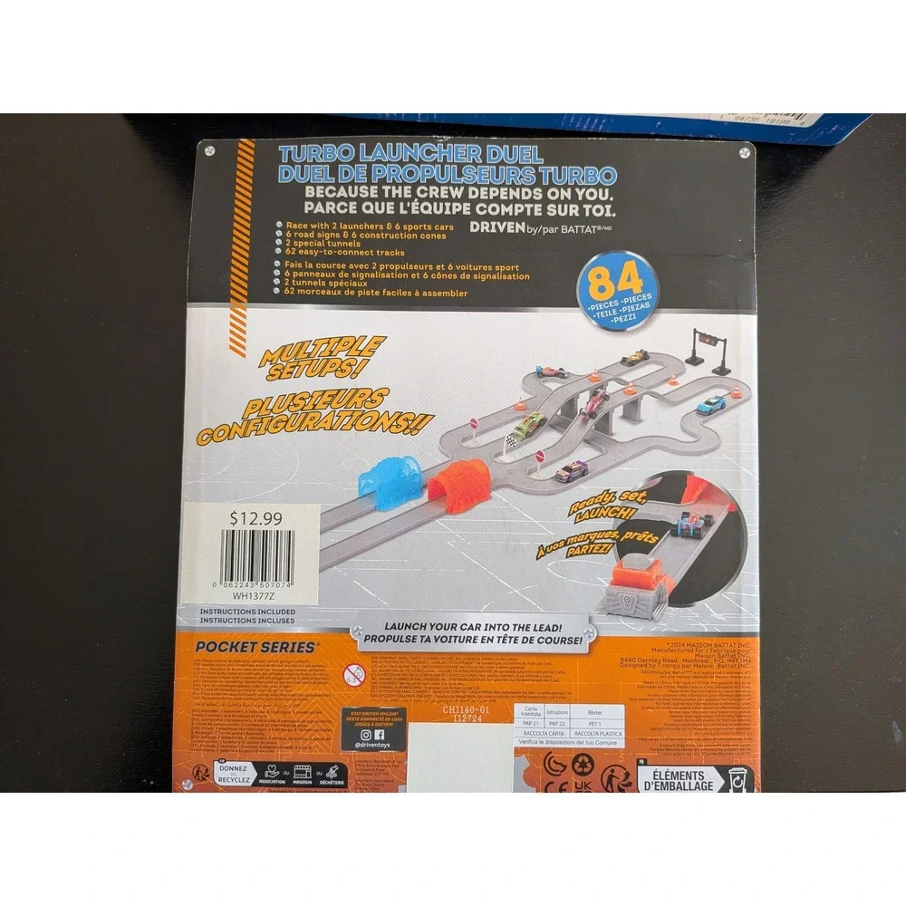 Driven by Battat Turbo Launcher Duel Pocket Series 84 Piece Track Set 6‎ Cars